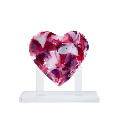Fuchsia Glass Heart Sculpture