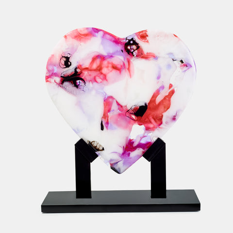 Pink, Purple, & White Heart Sculpture